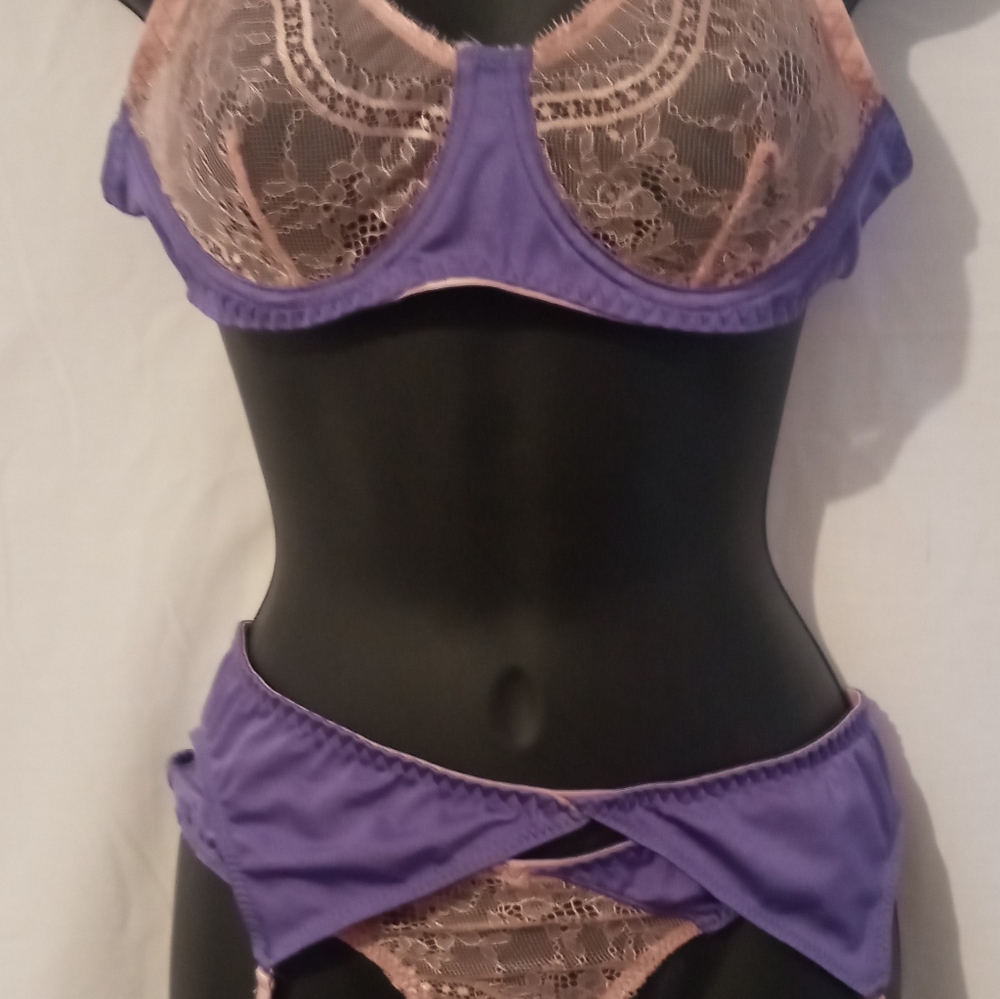 Pink and Purple 3 piece lingerie new size small